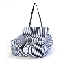 몬스펫 반려동물 차량용 여행 폭신 쿠션 카시트, 굵은 스프라이프 네이비, 1개