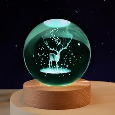 Yeonha 水晶球感性照明變色氣氛燈 8cm + 禮物盒, 鹿
