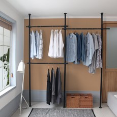 Diver 標準鐵製三層衣架, 黑色 + 黑色