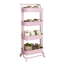 小麥購物 北歐風多層小推車置物 L1236, 粉色, 4層