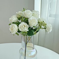 Venudi 仿真迷你玫瑰花叢, 白色