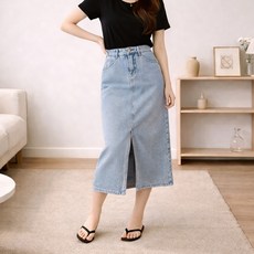 unheve 女款H字型牛仔長裙