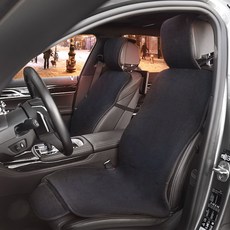 지엠지모터스 자동차 시트커버 차량용 극세사 겨울시트 앞좌석 후리스 뽀글이 2P, 블랙, 1세트