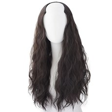 HiYuni 粗卷嬉皮燙半頂假髮 57cm, 自然黑, 1個