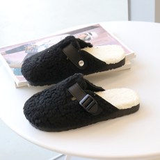 Shubel 男款 Anvid 羊羔絨保暖Boa毛拖鞋, 黑色, 270