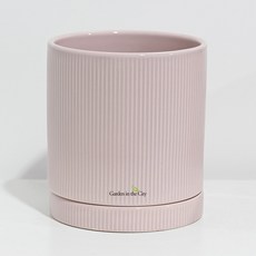 Garden in the City 摩登粉彩UN條紋花盆+底盤套組, 1套, 粉紅色