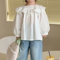 Iyumoong 女童 Pinori 泡泡袖傘狀荷葉邊長袖上衣