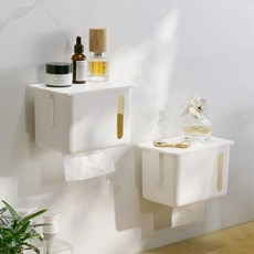 面紙架兩用壁掛式多功能收納架 HR1265, 2個, 白色