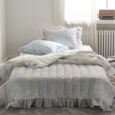 블랑뷰 앙리 스노우 시어서커 이불 스프레드 + 베개커버 2p + 패드 세트, 그레이