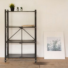 가구느낌 폴딩 선반, 블랙, 4단