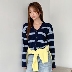 VAN AKE 女款條紋V領開襟衫