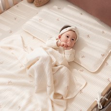 vivienda 嬰幼兒用純棉4層紗布毯, 米色蝴蝶結