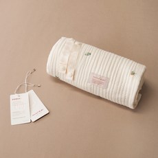 mumu dudu 3層棉紗背帶毯+背帶扣組, 象牙白(橄欖)