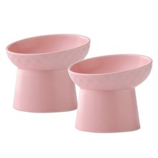 DING DONG PET 寵物蜂蜜斜口陶瓷食盆, 粉紅色, 2個