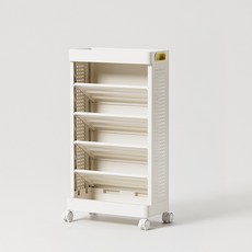 soonZAM 極致空間利用 移動式收納書架, 5層, 白色