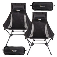 Breeze Moon 方形輕量長版舒壓露營椅 + 收納袋 摩登黑 2件組, 2組, 現代黑色