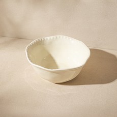 Daparang 粉彩珍珠邊框陶瓷優格麥片碗 HJ1387, 白色, 1個