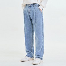 Cramp 男款大尺碼CRAMP細褶寬版牛仔褲