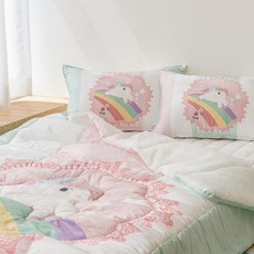 마이하우스 키즈 시어서커 쿨 냉감 손자수 여름 차렵이불, 엘리봉봉(유니콘)