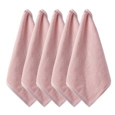 From Cotton 純棉粉彩色系素色掛環毛巾, 5個, 粉紅色