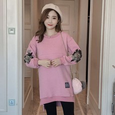 孕婦玫瑰刺繡長袖上衣