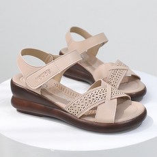 J SHOE 女款牛皮Veros厚底繫帶涼鞋 6cm, 粉紅色, 250