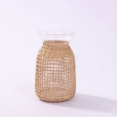 球型線條藤編玻璃花瓶, 透明