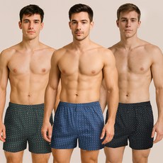 레노마 남성용 올데이 순면 트렁크 3종 세트