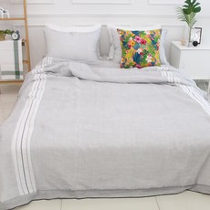 StoryEbul 條紋印花夏季薄被 2入組, 灰色