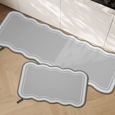 Market Plan 波浪廚房地墊2件組, 1套, 灰色