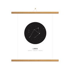 인테리어 우드족자 + 별자리 천칭자리 포스터 세트, 모카우드