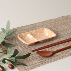 復古小吃辣炒年糕POP雙格盤, 4個, 棕色