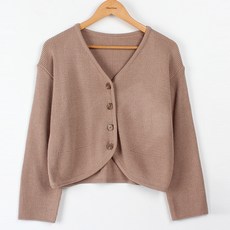 빼빼 여성용 브이넥 오버핏 소매 니트 가디건