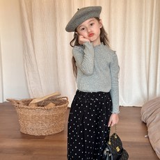 Starbean 女童波浪領修身長袖T恤