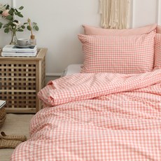 패브릭스토어 멜란체크 이불커버, 코랄핑크