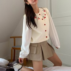 Loves Miche 櫻桃刺繡圓領針織鈕扣背心