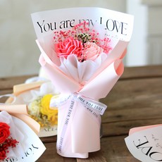 ScentBasket 永生滿天星皇后玫瑰香皂花混搭兩朵花束, 桃紅色