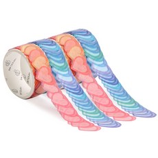 indi.k 愛心紙膠帶 藍寶石 2入 + 紅寶石 2入 套組, 混合顏色, 1套