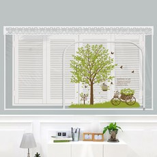 dashop 窗戶型拉鍊式EVA防風罩 草本清香 透明 200 x 165 cm + 魔鬼氈 8入, 1套