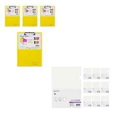 ECO Chungwoon PP透明剪貼板 A4 4入+多色L型文件夾 10入, 黃色（剪貼板），透明（L 型支架）, 1套