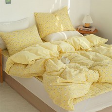 amante 鴨子圖案單人被套, 黃色