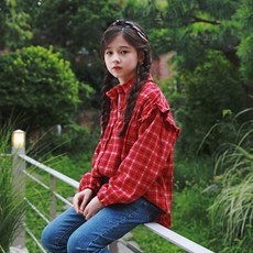 jkids 女童款Scotty格紋雪紡衫 J6195