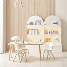 앙팡 유아동 책상 + 의자 2p 세트 방문설치, 베이지 + 우드