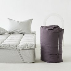 Attique 斜紋棉鬆緊帶床墊 + 收納袋 + 束帶 2件組, 石薄荷綠