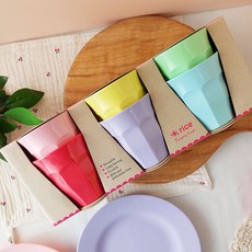 rice 幼兒彩色水杯6入組 270ml M號, 1組, Red+Pink+Yellow+Light Green+Sky Blue+Purple