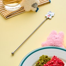 BUTTERSHOP 草莓野餐 不鏽鋼攪拌棒 牛奶貓, 白色, 1個