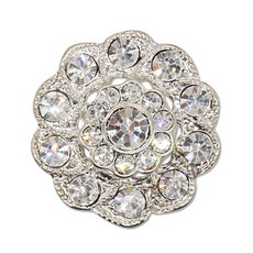 東大門鈕扣王 高級重點寶石水鑽網狀鈕扣 21mm, 鎳白色, 1個