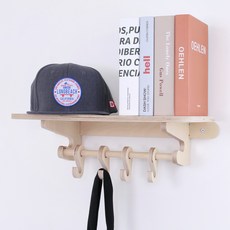 해피툴 자작나무 롱와이드 벽선반 + 고리 4p LW5924, 베이지