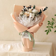 Scent Basket 舒適棉花 鮮花 永生花 氛圍花束, 米色