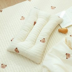 아솜느 유아용 순면 100수 자수 경추베개, 아곰이